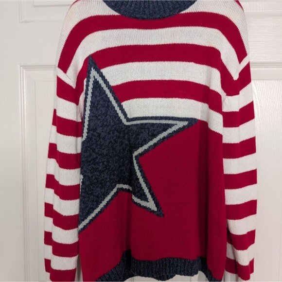Vintage Tiara Stars & Stripes Sweater Womens Size XL Patriotic USA Long Sleeve - Picture 2 of 11